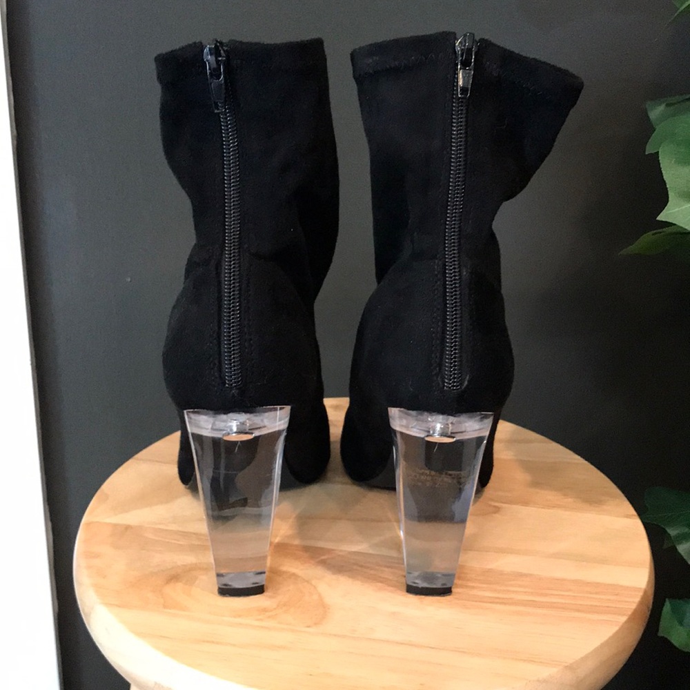 Lucite Heel Pointed Toe Booties